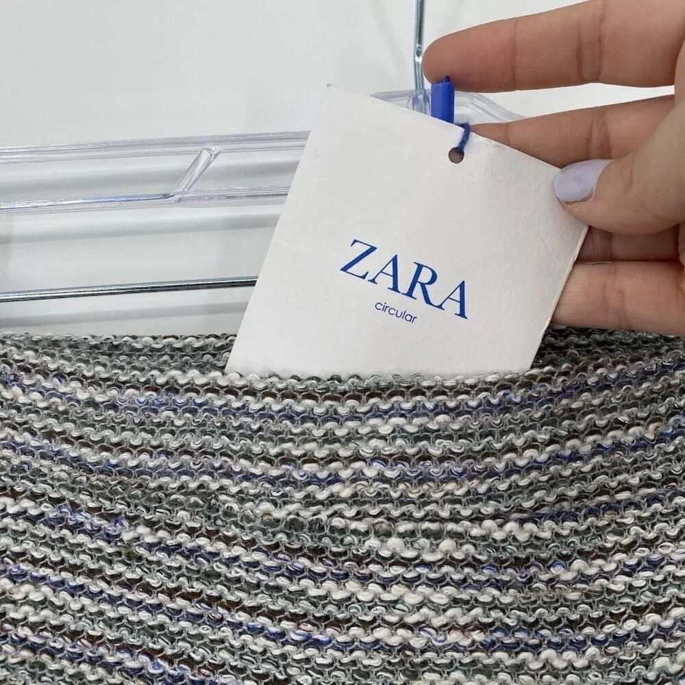 Zara Womens Size Small Gray Knit Jacquard Skirt Contrasting Pockets Preppy